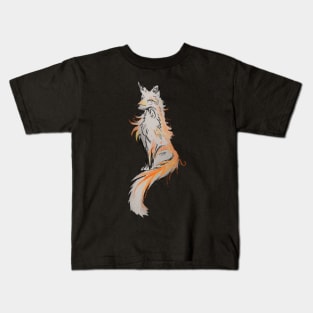 Fox - oil painting black Kids T-Shirt